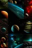 Placeholder: different variations of planets montage science book style