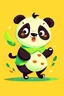 Placeholder: cartoon style: cute little panda dancer. The panda has big eyes and dances happily. The panda has a cute yellow dress.