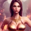 Placeholder: fantasy art, busty latina, big booty, full-body,standing , beautiful-face, short hair, red-silver-fire-pattern outfit, short outfit, tight outfit, scoop-neck, enormous bust, realistic artwork,full body show, posing ,