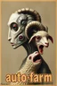 Placeholder: superherd group dark humor biological detail horror old macabre("yummy to yummy") right and left side profile, with heading fancy text of poster saying (autofarm) in boob poster form,a portrait of a very very super skinny head mechanic sheepman, man is eating a hybrid mixed body part sheep, giant eyes sheep alien style horror look. as five headed mouth open, rough teeth, turn head, (&*&*^%$^#%$#%$^%$#^#$#^%#$^$#&#^46747854784846857