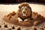 Placeholder: lion made of pebbles in sand