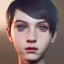 Placeholder: potrait emo girl, eyes like ocean blue, short hair, smile, 8k, rtx, eyebrows like serious, facing left, real, baddas