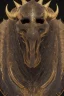 Placeholder: shiny black male African Egyptian alien, cracks in the voodoo head, wicked, eyes, crown, Elephant, 8k, finely detailed, photo realistic, tiger turquoise skull head gold dragon space alien snow skeleton gold horny toad silver crown silver eyes