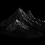 Placeholder: draw a black mountian with black background with white outlines