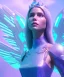 Placeholder: A crystalised queen, atmospheric, realistic, unreal engine, cinematic lighting, octane render. blue, pink, transparency, light, shine,bright, full body, transparent wings, blonde, long hair, nice smile