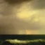 Placeholder: George Inness, painting, ocean, waves, lightning bolts, photo realistic, 8k, storm, blizzard, hurricane