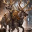 Placeholder: Steampunk reindeer, detail, vibrant lighting, 8K resolution, Didier Graffet, Su Jeong Ahn, Oguzhan Kar, hyper realistic