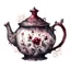 Placeholder: watercolor draw gothic vintage teapot, dark red with flowers, white lace and rubies, white background, Trending on Artstation, {creative commons}, fanart, AIart, {Woolitize}, by Charlie Bowater, Illustration, Color Grading, Filmic, Nikon D750, Brenizer Method, Side-View, Perspective, Depth of Field, Field of View, F/2.8, Lens Flare, Tonal Colors, 8K, Full-HD, ProPhoto RGB, Perfectionism, Rim Lighting, Natural Lightin