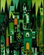 Placeholder: A dark green fairy castle painted by Stuart Davis