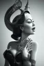 Placeholder: Joan Crawford as evil queen in black leather, busty, cleavage, dominatrix, curvy, angry, stern look. unreal 5, octane render, cinema4d, dynamic lighting, dramatic lighting, 4k, redshift render, highly detailed, hyper realistic,anthropomorphic