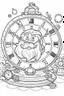 Placeholder: coloring page for kids, Santa clock, cartoon style, thick outline, low details, no shading, no color