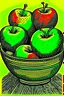 Placeholder: Vintage pop art style of a bowl of sliced apples