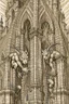Placeholder: Gargoyles Promt: Art Nouveau Gothic Hyper realistic intricate oil paint detailed pencil sketched Notre Dame gargoyles in the style of Escher, a resin painter