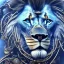 Placeholder: a lion face made of steam punk elements with blue diamonds and cables, high detail, photo, kybernetic, 8k, roaring