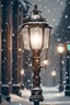 Placeholder: christmas card with snowing Street lamp