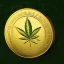 Placeholder: Cannabis Bit coin gold green shine illumination