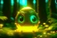 Placeholder: cute chibi slime radiant golden glow in mystical bioluminescent forest , highly detailed , cute facial features , 3D reflections