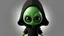 Placeholder: a cute little green alien with a black hoodie falling into the void on a white background, unreal engine rendering, 4k, cinematic