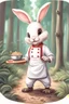 Placeholder: Cute bunny adventurer chef in a forest art realism