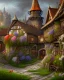 Placeholder: medieval fantasy village with flowers rpg art painterly