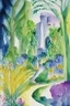 Placeholder: abstract watercolour english garden in the style of picasso centred