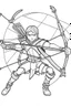 Placeholder: an image of hawkeye shooting arrows. kids coloring book. no color. thin crisp lines