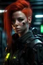 Placeholder: Mujer cabello rojo soldado cyberpunk