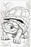 Placeholder: blank colouring book, white blank background, simple picture for toddlers, turtle pet, disney and pixar style