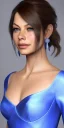 Placeholder: portrait busty and face, kristin kreuk, wearing blue dress