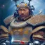 Placeholder: A portrait of a crystalised robot samurai with yakuza tatu, atmospheric, realistic, unreal engine cosmic galactic, cinematic lighting, octane render, random colors, transparent, cosmic ambiance, masterpiece, art by Yoji Shinkawa, composing fit inside