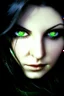 Placeholder: beautiful fantasy green eyes black endless hair logo