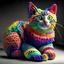 Placeholder: colourful crochet cat, realistic