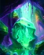 Placeholder: a slimy gelatinous cube in vast cavern room painterly