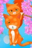 Placeholder: very cute anime cat with long orange hair catching a butterfly