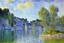 Placeholder: Big epic rock cliff, lagoon, alfred sisley impressionism painting