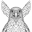 Placeholder: Pigeon, front face view, mandala, minimal lines, cartoon, white back ground color, real style, realistic, minimalistic, minimal black line art, line art, crisp line art, unique coloring sheet, outlined, outline, crisp, crisp line edges, illustration, thin lines, crisp clear lines, line art, clean line art, unique, 8k, amazing, masterpiece, no colors, no dark color, no black color, avoid thick black, minimalistic line edges, pure white back ground, image character full fit to page,