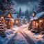 Placeholder: a beautiful small village winter, snowy weather, Christmas Vibes, Christmas decorations, highly detailed, cinematic lighting, studio quality, smooth render