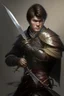 Placeholder: noble swordman with rapier short brown hair not chinese