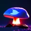 Placeholder: MUSHROOM lANDSCAPE BURNING IN BLUE FLAMES