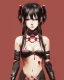 Placeholder: Detailed cute anime assassin girl, blood read hair buns, blood red bangs, black latex bodysuit, intricate details, full body portrait, keep head in frame, slight smile, black Japanese motif, concept art, highly detailed, digital painting, concept art, sharp focus, illustration, art by Yoji Shinkawa, WLOP and greg rutkowski and alphonse mucha and artgerm and yanjun Chen and Junji ito and Makoto Shinkai, HDR, octane render