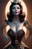 Placeholder: Joan Collins as evil queen in black leather, leather, busty, cleavage, angry, stern look. character design by cory loftis, fenghua zhong, ryohei hase, ismail inceoglu and ruan jia. unreal engine 5, artistic lighting, highly detailed, photorealistic, fantasy