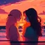 Placeholder: sunset, lofi colors, lofi vibes, cool colors, 2 girl