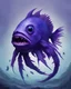 Placeholder: deep sea purple fantasy fish. Lots of teeth. Has legs and claws