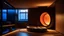 Placeholder: studio gym con divano relax, illuminazioni di James Turrell e finestre rotonde
