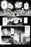 Placeholder: explosion in city, manga page, greyscale