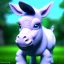 Placeholder: cute donkey with blue eyes,by pixar