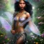 Placeholder: black skin fairy, beautiful portrait, flowery landscape