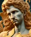 Placeholder: Realistic image, classic sculpture, marble material, Lionel Messi with Laurel wreath model, miguel angel style, God light, god rays, 4k resolution, perfect details, ornate details, soft lighting, unreal engine 5, soft cyan background.