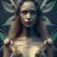 Placeholder: Portrait of beautiful girl, plant, metal, feathers, Dryad, fae, sidhe, ominous, nature, plants, wildflower, facepaint, dnd character portrait, intricate, oil on canvas, masterpiece, expert, insanely detailed, 4k resolution, retroanime style, cute big circular reflective eyes, cinematic smooth, intricate detail , soft smooth lighting, soft pastel colors, painted Renaissance style,bokeh, 800mm lens