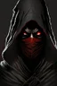 Placeholder: Dark warrior, black robe, not visible face, comic style, red eyes